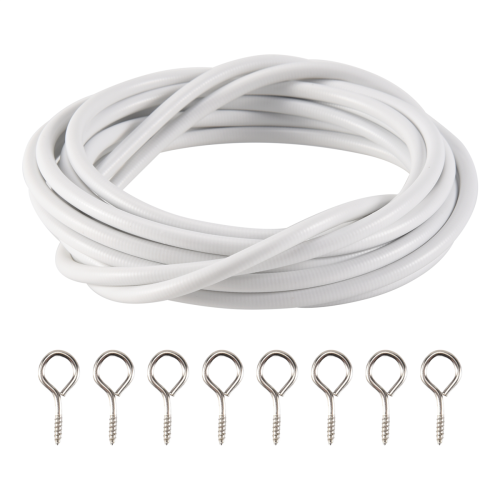 Curtain Wire and Hooks Set, 3 Meters Net Curtain Wirewith 8Pcs Hooks 1