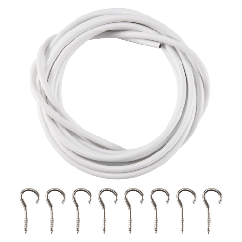 Curtain Wire and Hooks Set, 3 Meters Net Curtain Wirewith 8Pcs Hooks 2