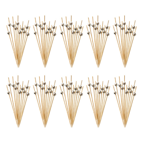 Palitos de dente decorativos em forma de bola de discoteca para aperitivos, espetos de bambu sofisticados