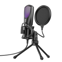 Microfone condensador USB de mesa RGB para jogos