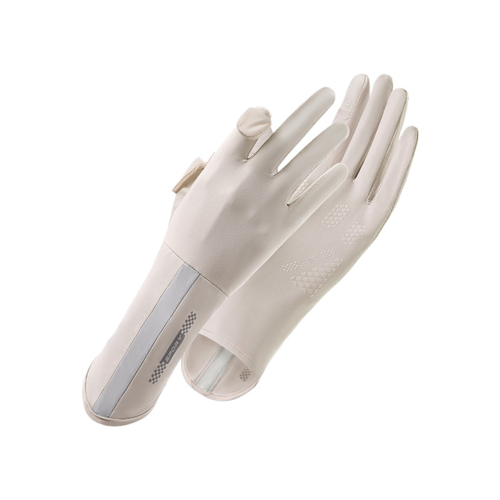 Luvas de condução femininas, luvas UV de dedo inteiro, luvas de sol, bege 1