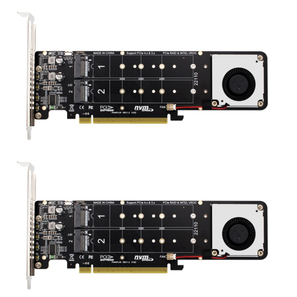 Double-Sided 4-Disk Pci-E X16 To M.2 M-Key Nvme X4ssd Adapter 4714171571080
