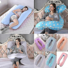 (Light blue) U Shape Full Body Maternity Pillow Case Sleeping Support For Pregnant Women