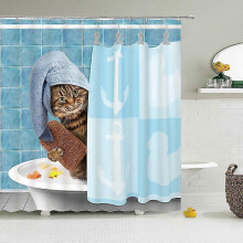 (180x200cm, YL005-1) Funny Shower Curtains Bathroom Curtain With Hooks Decor Waterproof Cat Dog Creative Personality Shower Curtain