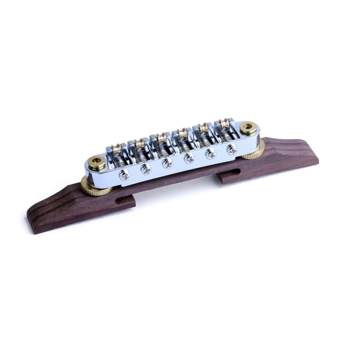 Ponte de guitarra elétrica com base em jacarandá banhada a ouro 1