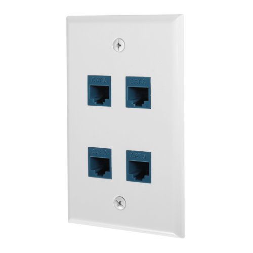 Placa de parede Ethernet 4 portas para dispositivos Ethernet Cat7/6/6E/5/5E - Azul 2