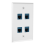Placa de parede Ethernet 4 portas para dispositivos Ethernet Cat7/6/6E/5/5E - Azul 2