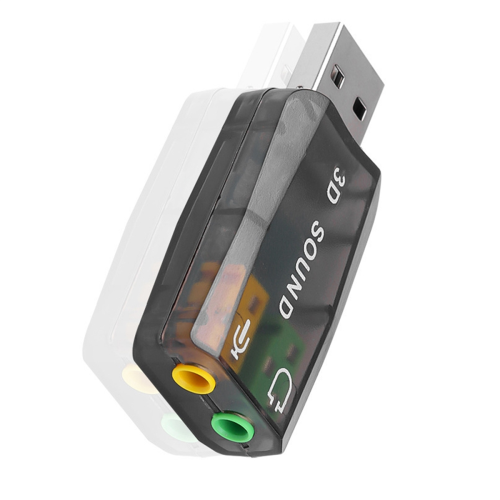 Placa de som USB externa Adaptador de microfone para fone de ouvido de áudio 3D 1