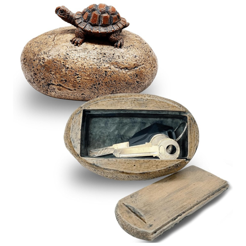 Caixa de chaves escondida com pedra falsa para área externa - (estilo pedra e tartaruga) 1