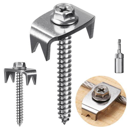 Fence Nails for Softwood, Reusable Wire Fence Staples Screws 2