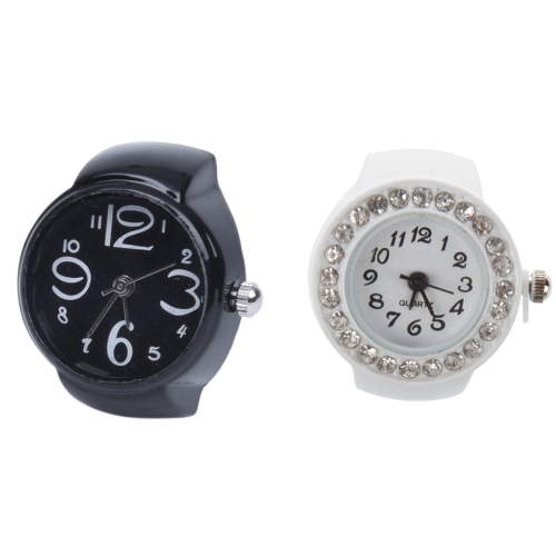 Finger Ring Watch Chic White Rhinestone For Ladies 2