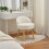 Living And Home Teddy Fleece Dressing Table Stool with Solid Wood Legs 1