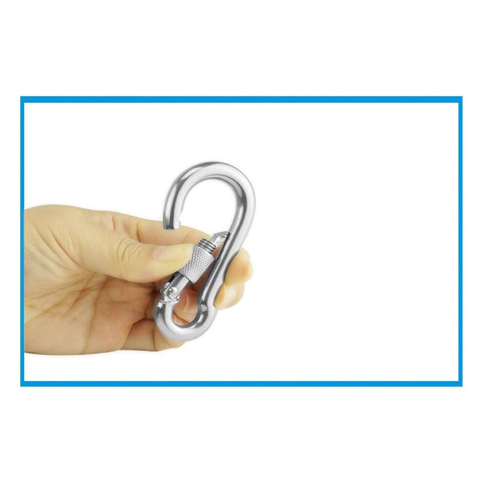 2 Pieces M8 80Mm Multifunctional 304 Stainless Steel Spring Snap Carabiner Quick Connection Lock Ring Hook Snap Hook Chain Attachment Hook 6493810308895