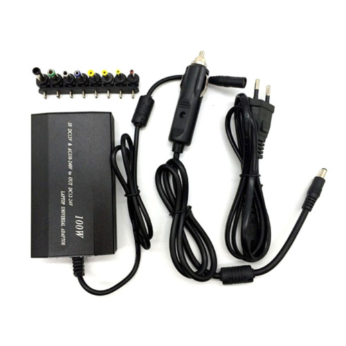 Carregador DC 100W para laptop com 8 adaptadores e plugue UE