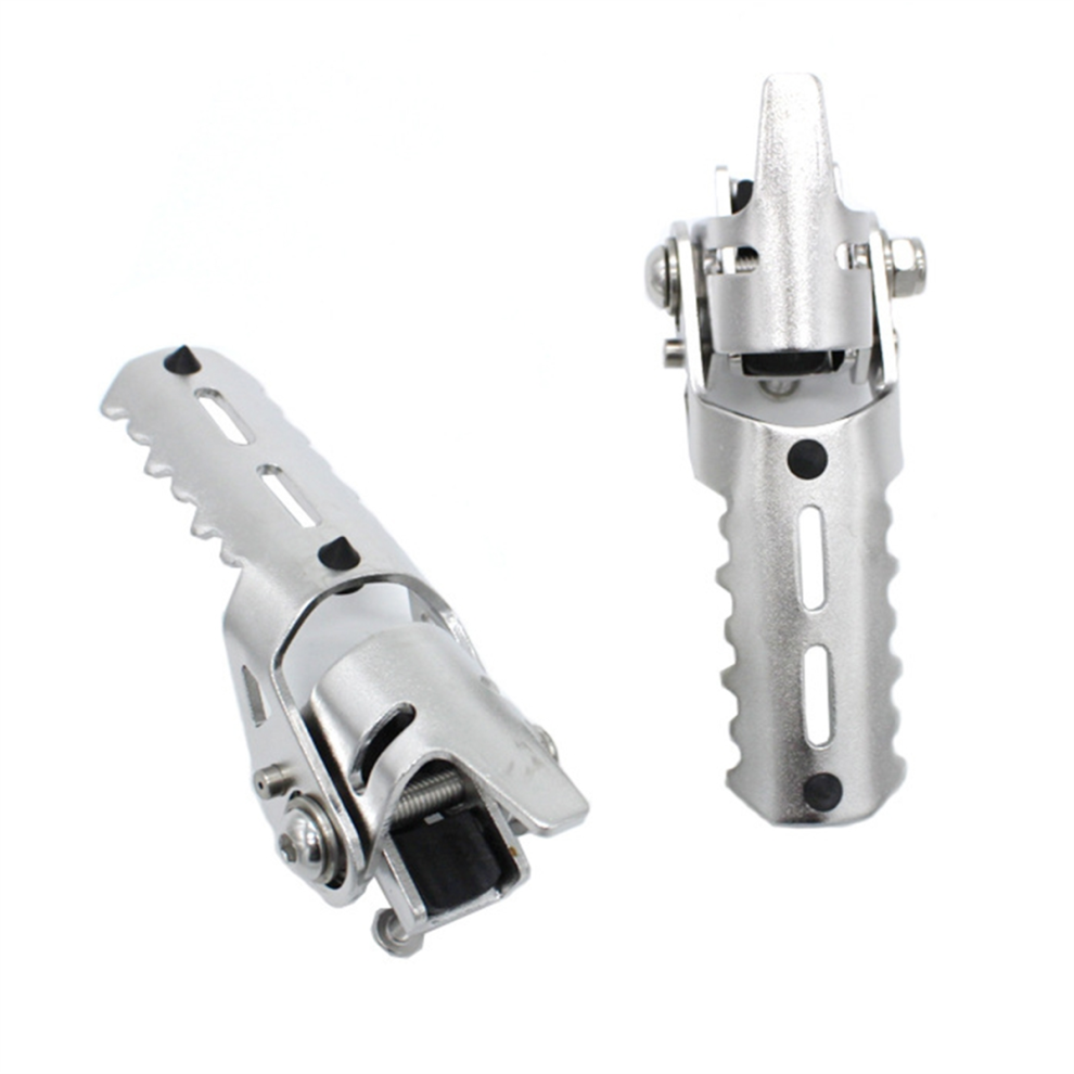For Motorcycle Highway Front Foot Pegs Folding Footrests Clamps Silver 4714171520750