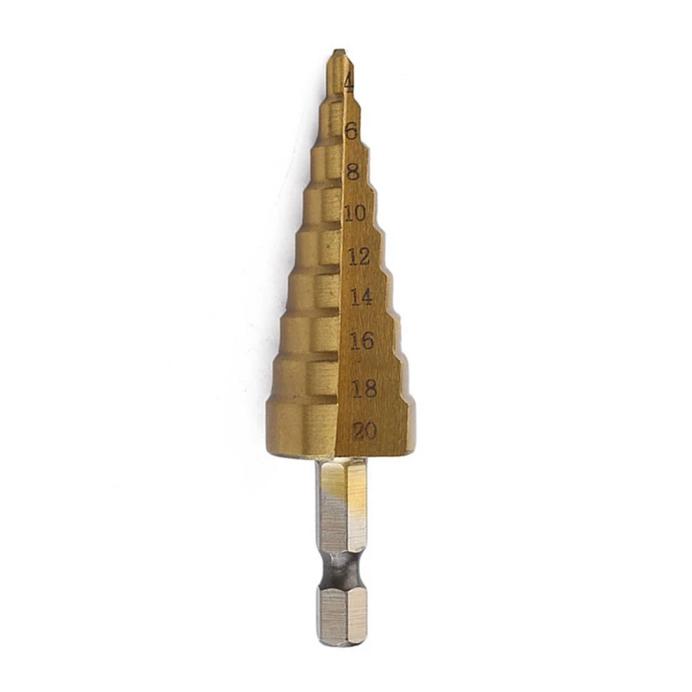 412 Mm 420 Mm 432 Mm Hss Step Drill With Hex Shank For Wood, Titaniumcoated Metal, Hole Cutter, Straight Flute, Core Drill Set (420Mm) 6493810309243