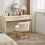 Living And Home Teddy Fleece Dressing Table Stool with Solid Wood Legs 3