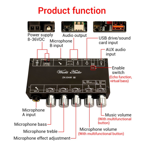 Front Effect Microphone Singing with Bluetooth USB Decode Board(B) 2
