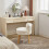 Living And Home Teddy Fleece Dressing Table Stool with Solid Wood Legs 2