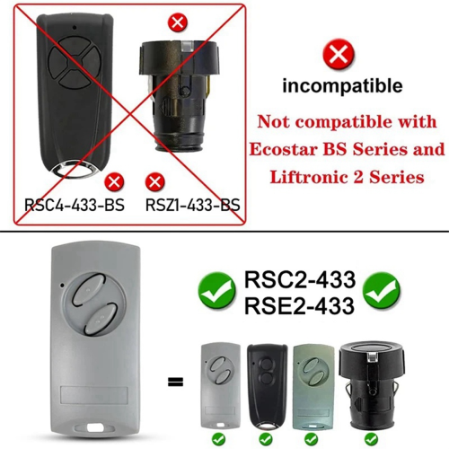 Garage Door Opener for RSC2 RSE2 433MHz Remote Control 2