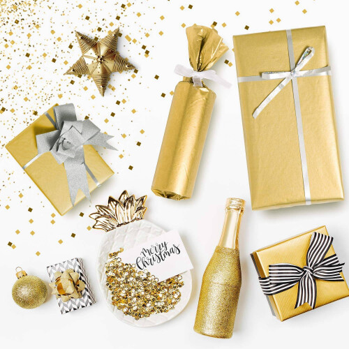 Papel de seda dourado, 100 folhas metálicas 1