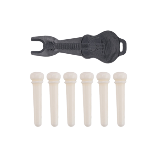 Pinos de ponte de guitarra de material de osso de gado com ponto de concha de pérola 2