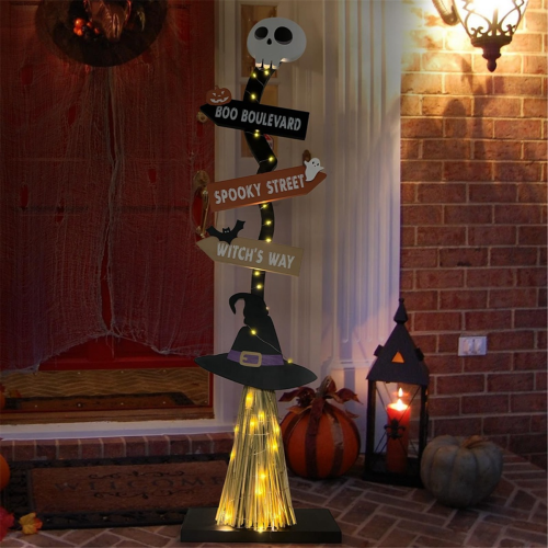 Halloween Glowing Witch Broom Home Outdoor Decoration Yard Props 1