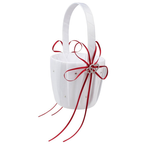 Guest Book with Pen Holder Sets with Diamonds Love Shape-Red+White 1