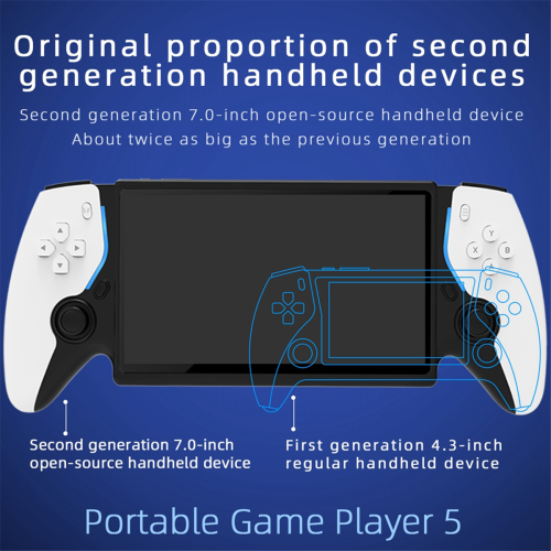 HC8000 7inch Screen Retro Handheld Game Console 64G 15000 White 2