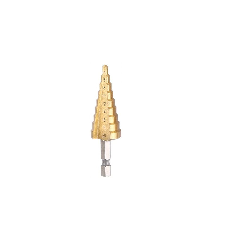 1 X Cobalt Step Step Drill Set, Nitrogen, Highspeed Steel Spiral For Metal Cone, Triangle Shank Hole (420 Mm, Gold) 420Mm Gold 6493810310416