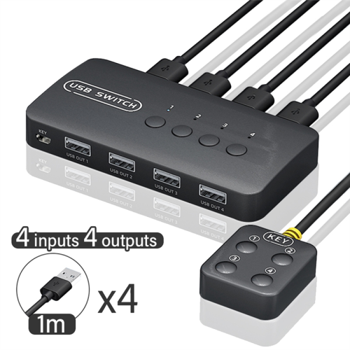 Interruttore KVM USB, Adattatore per Controllore Condiviso, 4 ingressi, 4 uscite 1