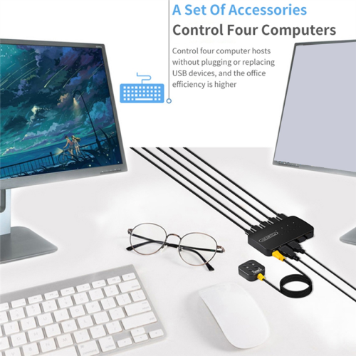 Interruttore KVM USB, Adattatore per Controllore Condiviso, 4 ingressi, 4 uscite 2