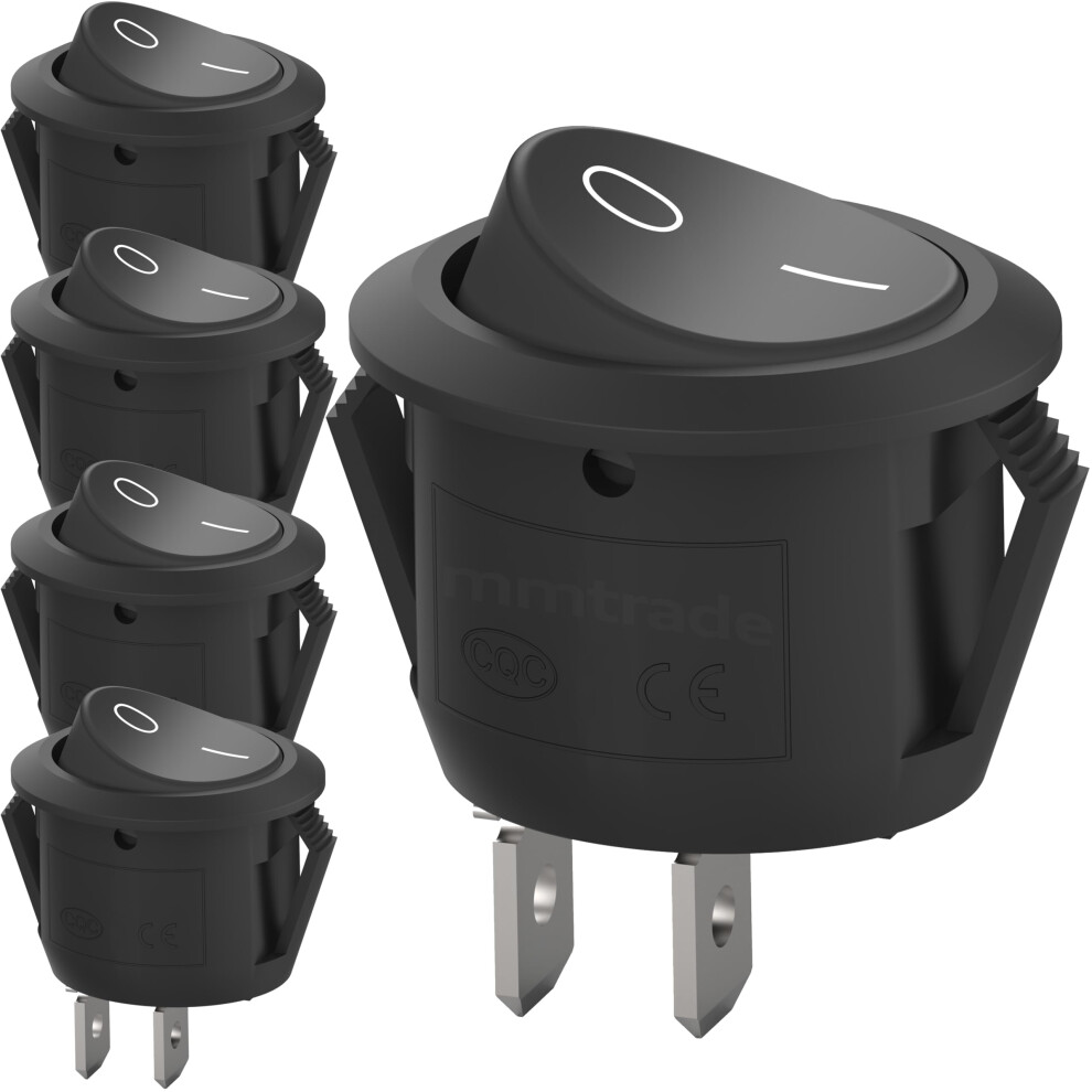 5 X Round Rocker Switches, Onoff Position, Lockable With Selflocking Round Switch Rocker Switch 10A/125V 6A/250V 6493810310928