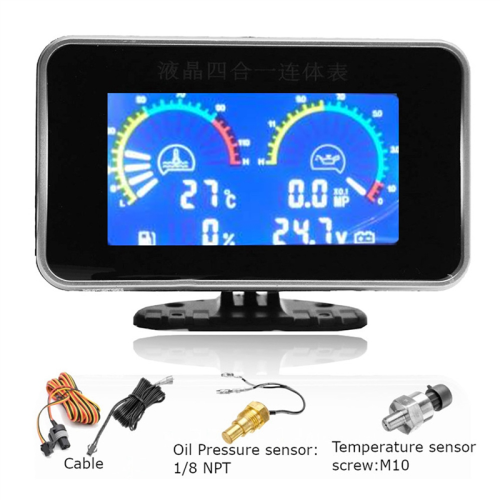LCD Car Digital Oil Pressure Gauge Digital Display Sensor 4 in 1 1