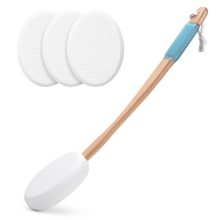 Lotionapplicator voor rug en voeten, 4 vervangbare pads, 1 lange steel