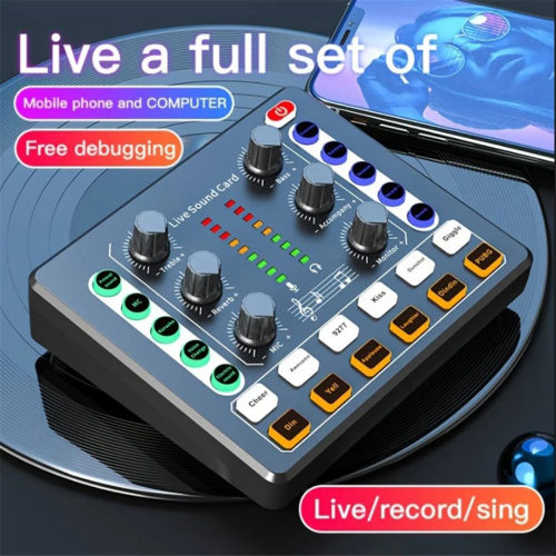 M8 Sound Card Live Broadcast Audio Interface Podcasting Device Caster 1