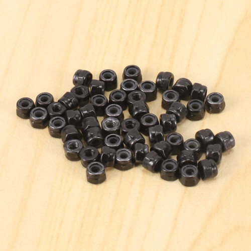 M2 Zinc Plated Nylock Nylon Insert Hex Lock Nuts Black 50pcs 1