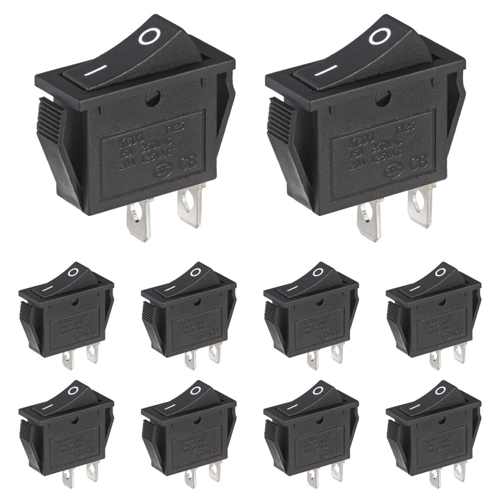 Toggle Switch 2Pin On/Off 15A 250Vac 20A 125Vac Rocker Switch Black (Pack Of 10) 6493810311796