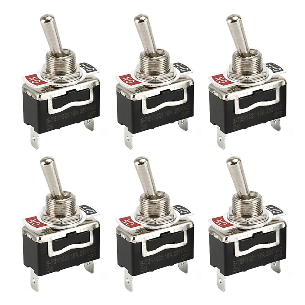 Pack Of 6 Toggle Switch 12V/15A, Mini Boat 2Pin Switch, Black 6493810311864