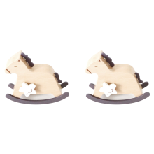 Over The Rainbow Wooden Rocking Horse Wind Up Music Box