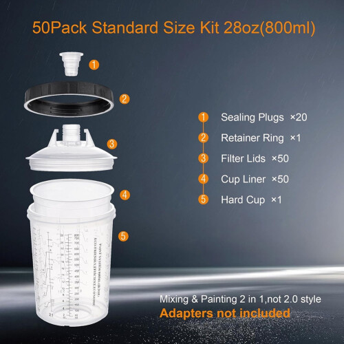 Kit com 50 copos de tinta 800ml 1