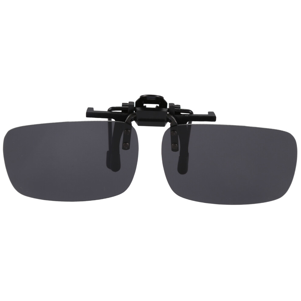 Polarized Rimless Rectangle Lens Flip Up Clip On Sunglasses Gray