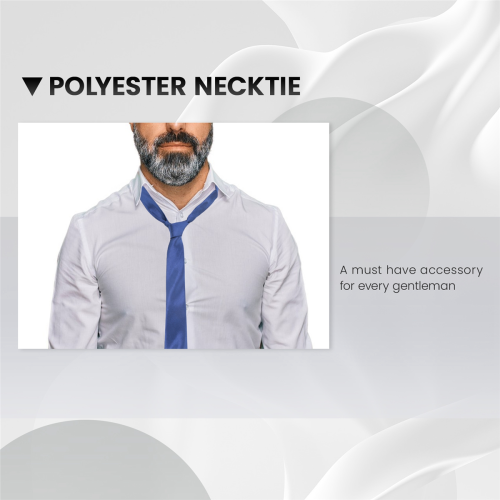 Polyester Narrow Neck Tie Skinny Solid Dark Blue Thin Necktie for Men (2inch Max Width) 2