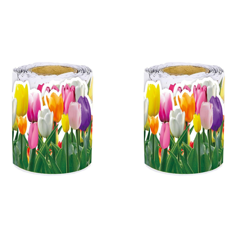 1 Roll Tulip Flower Trim Border 65.6ft Floral Bulletin Border-image-OPC-PJ58BJ6-NEW