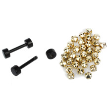 1 Pair of Men's Barbell Ear Studs Earrings 3mm Black