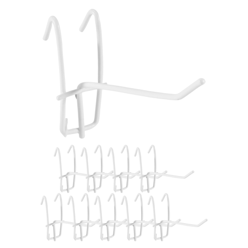 10 peças de 3,9 polegadas de comprimento, ganchos de exibição de suporte de parede de metal branco para loja 2
