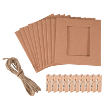 10 Pcs / Set Paper DIY Wall Frame Album Rope Clip Set 3inch Brown