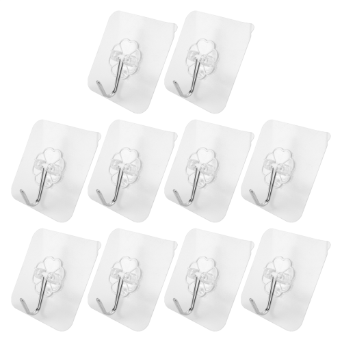 10er-Pack wiederverwendbare Klebehaken, transparente Schwerlast-Wandhaken 1