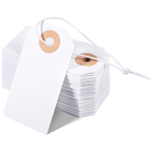 Pacote com 100 etiquetas em branco com marcação de cordão elástico para pendurar