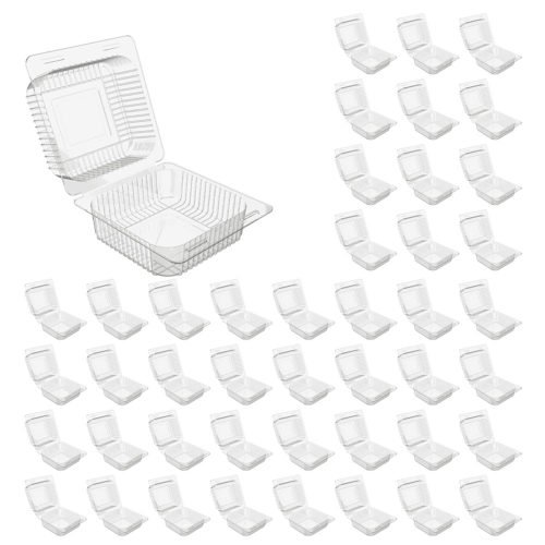 100 Count Hinged Clamshell Takeout Tray for Dessert, Cakes, Salads